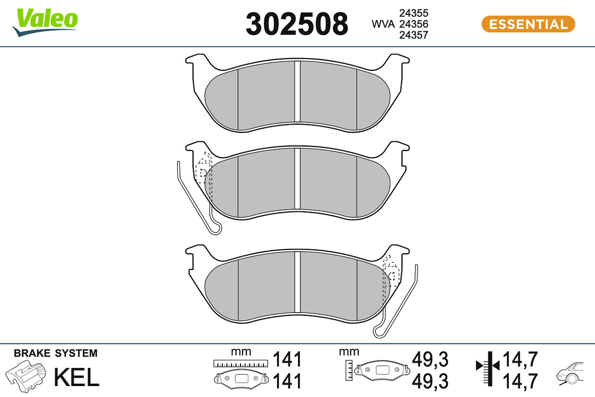 Jogo de 4 pastilhas de travão VALEO ref. 302508